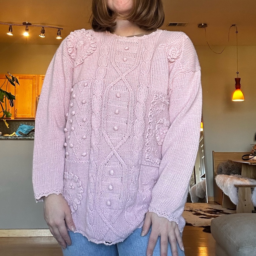 Pink Coquette Knit Spring Vintage Sweater